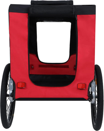 Blue-Grey Large Folding Bike Trailer for Dogs – Heavy-Duty Steel Frame, 66LB Capacity Pet Carrier