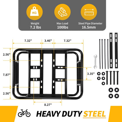 Bike Basket Rear with Liner,Waterproof Cover,Cargo Net Large Rear Bike Basket,Heavy Duty Bicycle