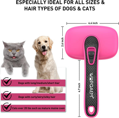 Self Cleaning Slicker Brush for Shedding Long Short Haired Dogs & Cats, Remove Loose Tangling Knot