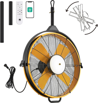 Orison 24.8'' Waterproof Outdoor Ceiling Fan, 6 Speed Ceiling Mounted Plug-In Cord Garage Fan with