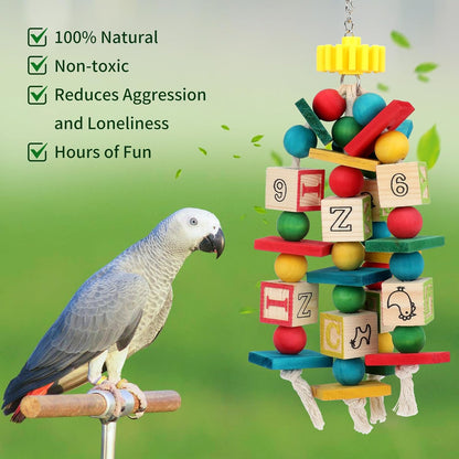 Rypet Wood Bird Chewing Toy for Cage, Wooden Birds Cage Toys for Helping Trim Beak, Parrot Toys for
