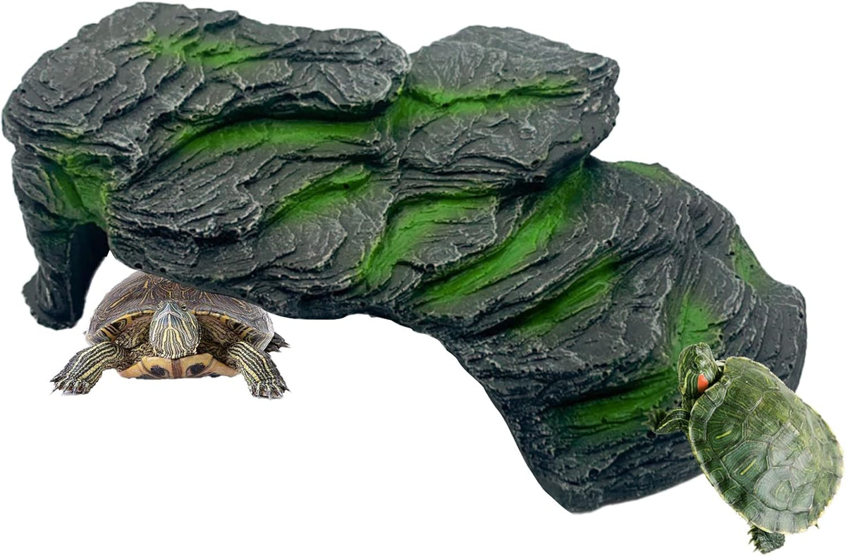 Resin Turtle Basking Platform,Turtles Rock Dock Climbing Ramp Cave Hideout Decor Reptile Terrariums