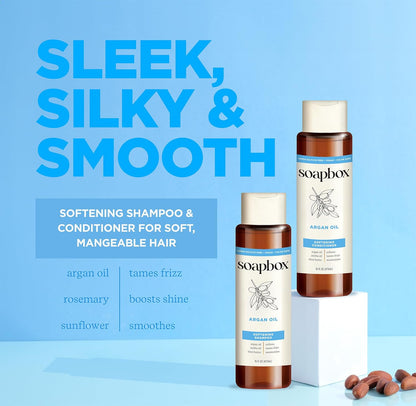 Soapbox Argan Shampoo & Conditioner Set, Volumizing, Vegan, Color Safe, Harsh Sulfate & Silicone
