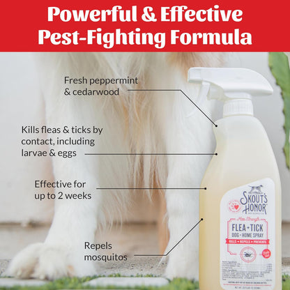 Skout's Honor Flea and Tick Dog & Home Spray - Natural Peppermint & Cedarwood Formula, Helps to
