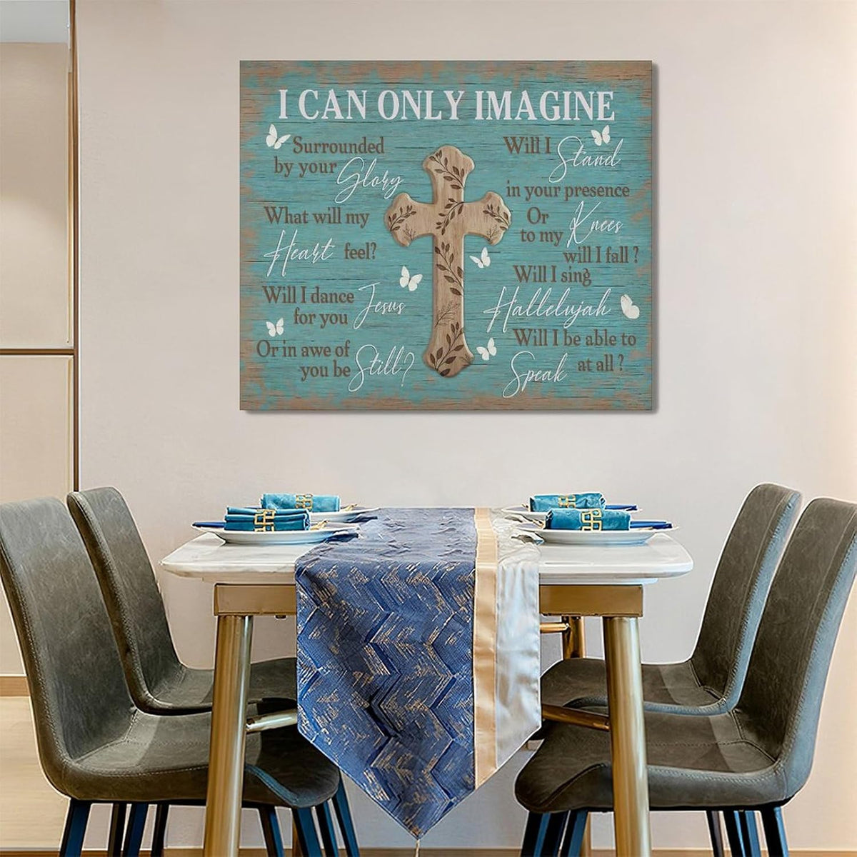 Rustic Christian Cross Wall Art I Can Only Imagine Pictures Farmhouse Butterfly Wall Decor Teal