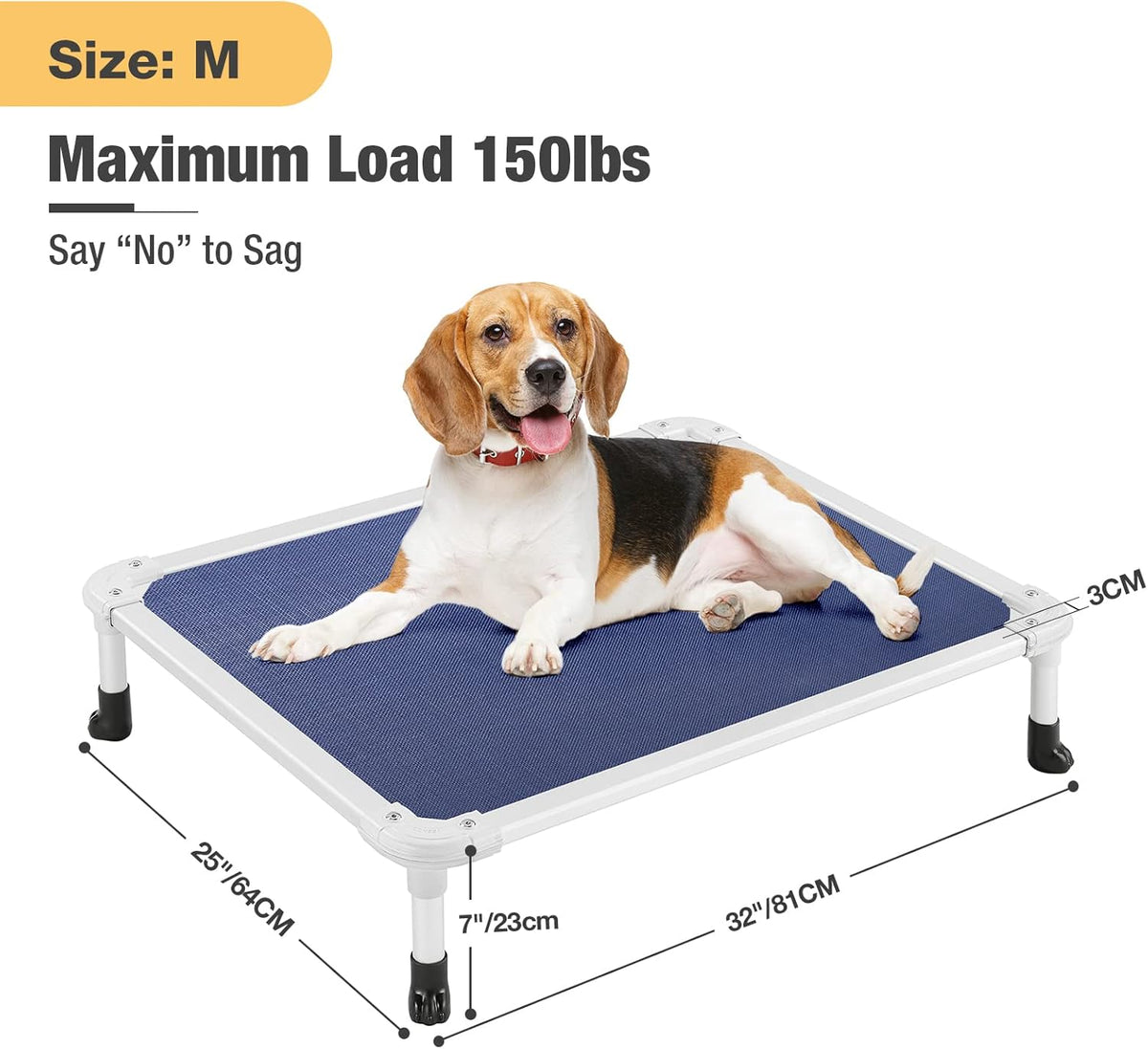 Veehoo Chew Proof Elevated Dog Bed - Cooling Raised Pet Cot - Silver Aluminum Frame and Durable