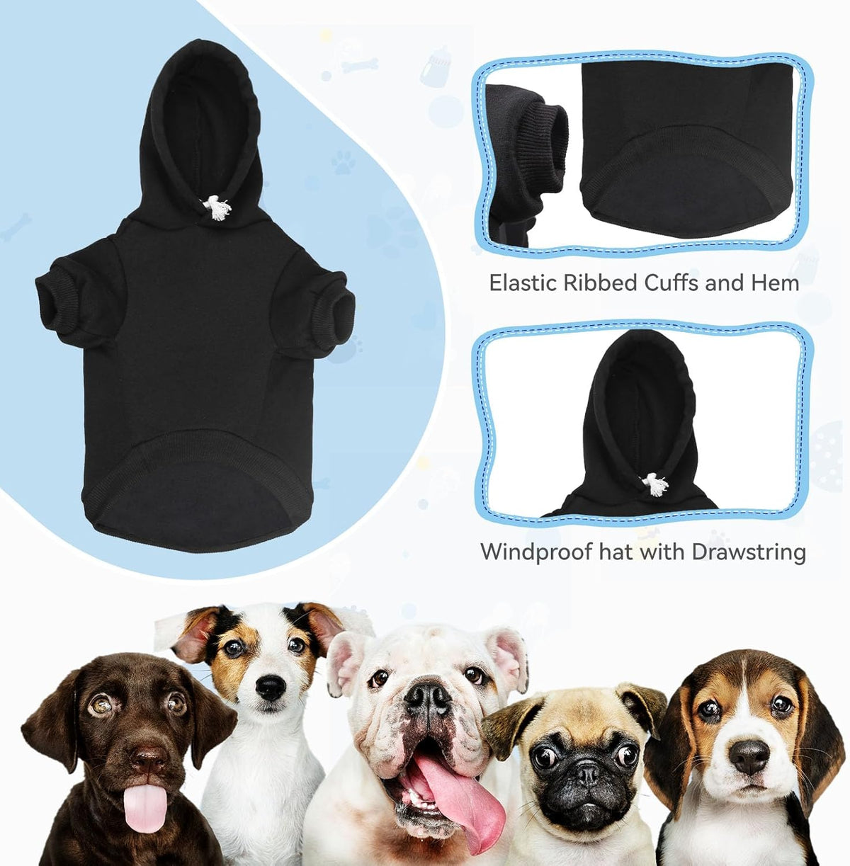 Dog Sweaters for Large Dogs Dog Hoodie Dog Sweater Solid Soft Brushed Fleece Dog Clothes Dog Hoodie