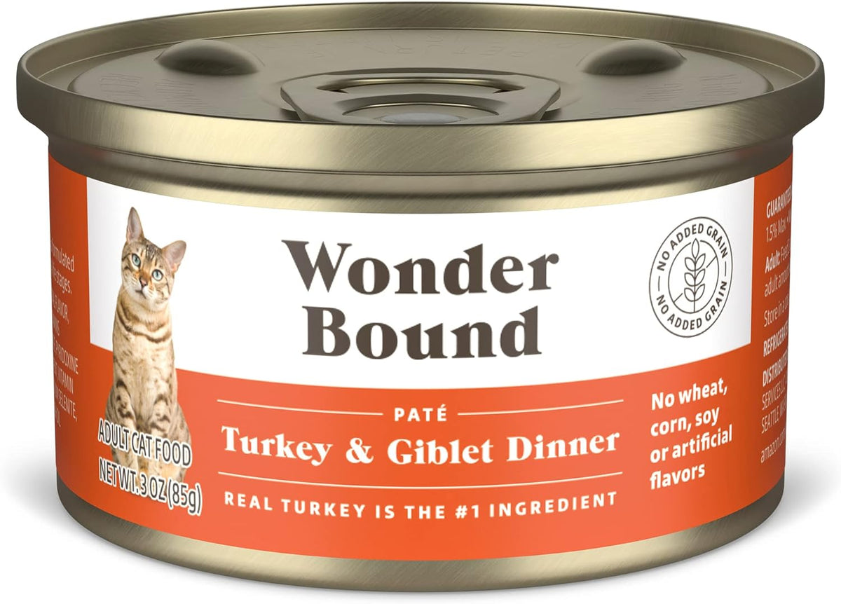 Amazon Brand - Wonder Bound Canned Wet Cat Food (Turkey & Giblet Dinner Paté), No Artificial