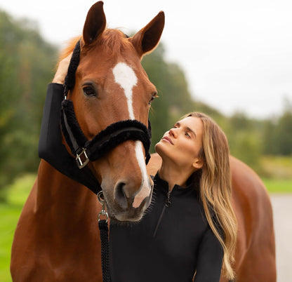 Equinavia Valkyrie Soft Ultra Fleece Padded Adjustable Breakaway Horse Halter - Black/Black