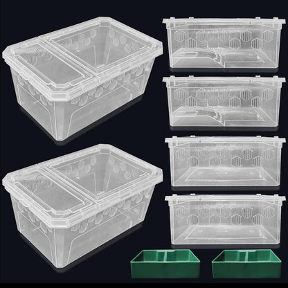 PINVNBY Reptile Feeding Box 6 PCS Snake Breeding Box Lizard Cricket Cage Habitat Hatching Container