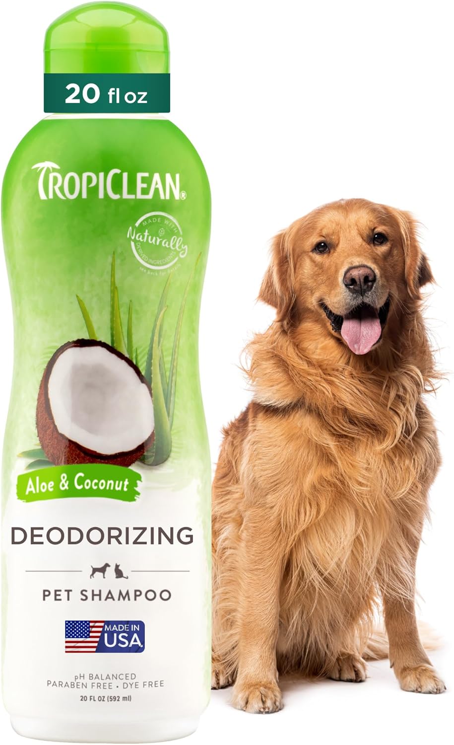 TropiClean Deodorizing Dog Shampoo for Smelly Dogs, Powerful Odor Control, Puppy Safe, Made in the