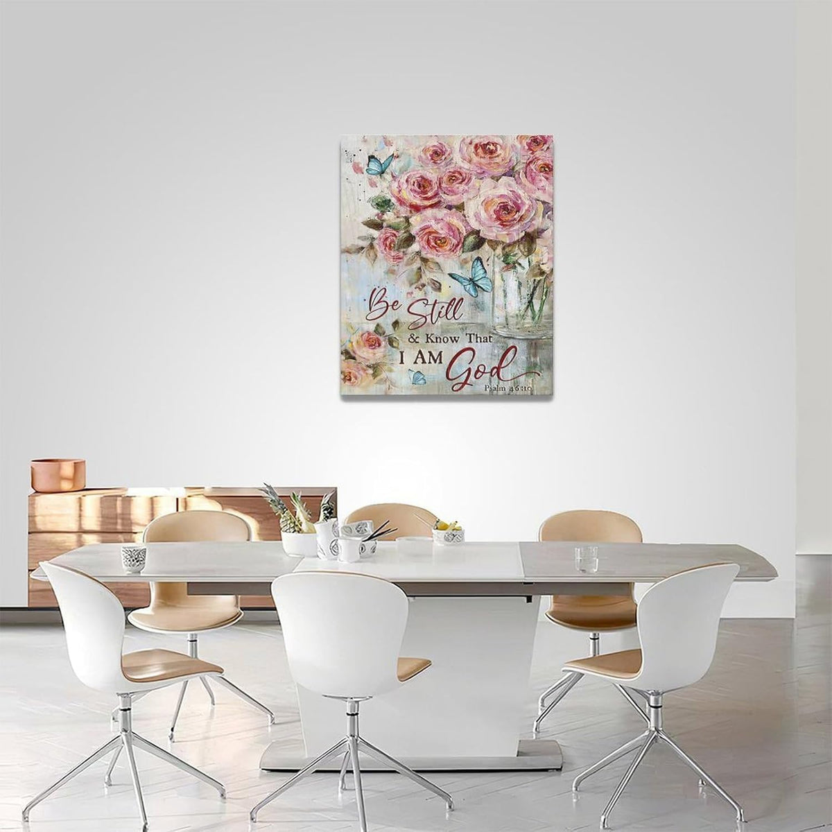 Farmhouse Rose Wall Art Christian Scripture Pictures Pink Rose Wall Decor Rustic Floral Butterfly