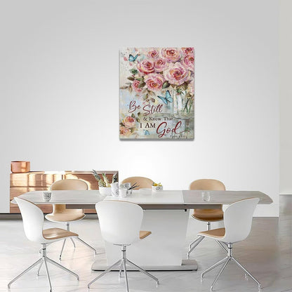 Farmhouse Rose Wall Art Christian Scripture Pictures Pink Rose Wall Decor Rustic Floral Butterfly