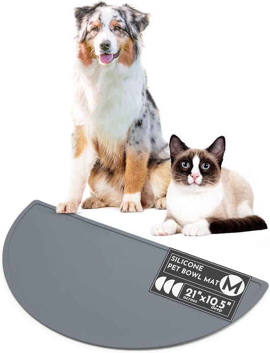 Waterproof Silicone Pet Food Mat - Non-Slip, Spill-Proof Feeding Mats for Floors, Raised Edge