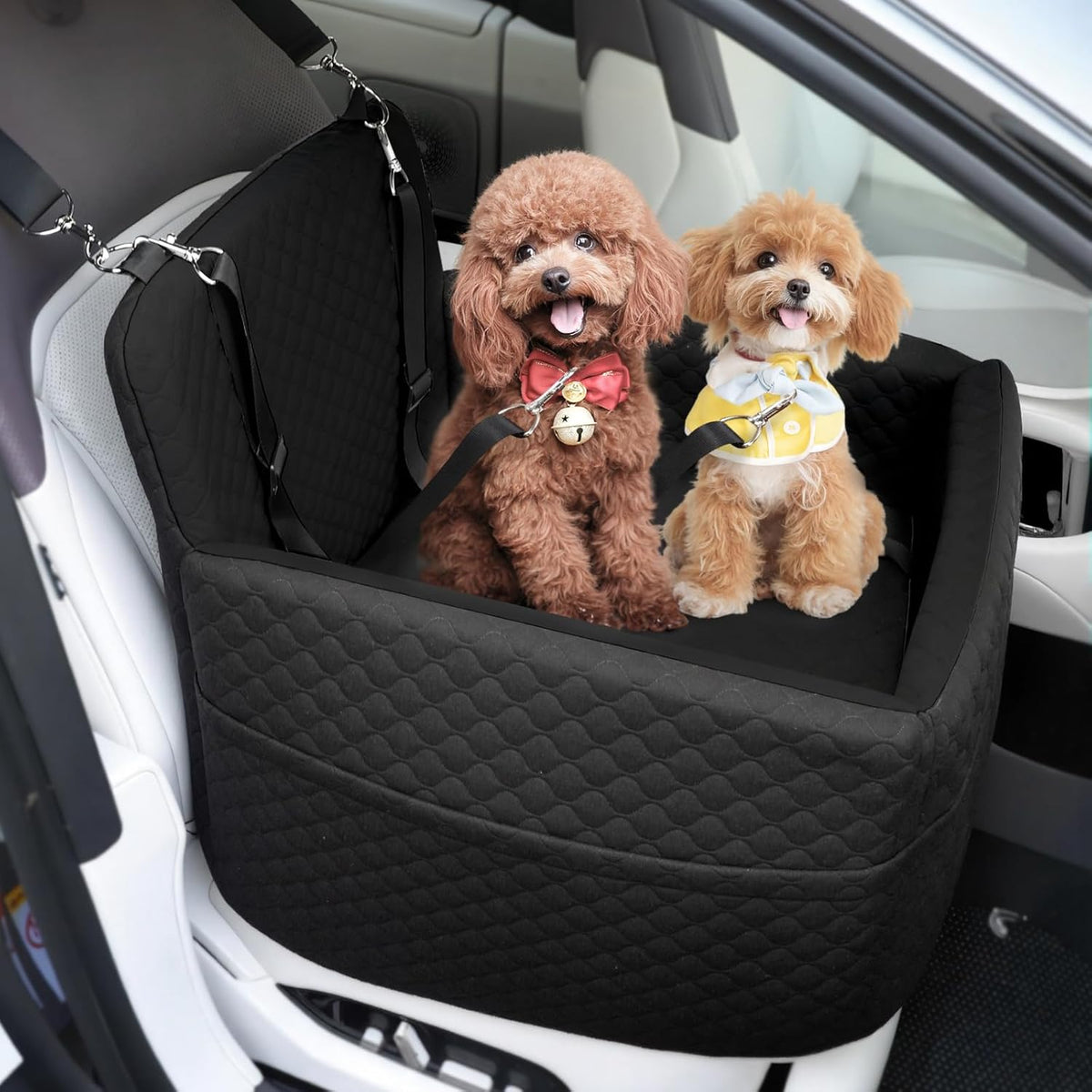 Dog Car Seat for Small & Medium Dogs Under 35lbs, Detachable & Washable Pet Car Seat, Interior
