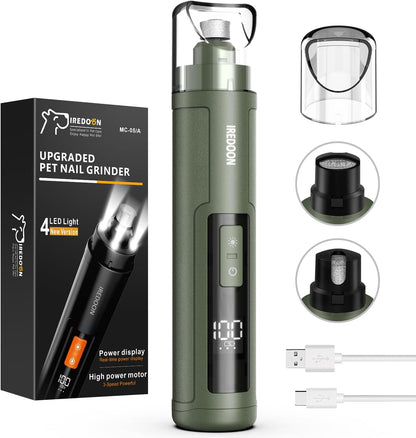Dog Nail Grinder Upgraded - Professional 3-Speed Super Quiet and Low Vibration Electric Pet Nail