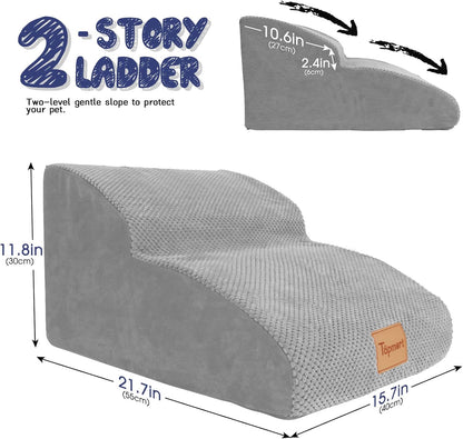 Topmart High Density Extended Foam Dog Ramp&Steps 2 Tiers,11.8" High,Non-Slip Dog Stairs,Soft Foam