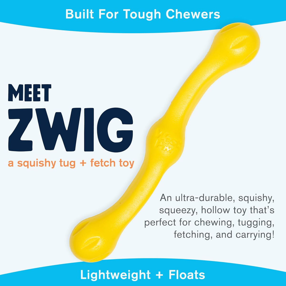 WEST PAW Zogoflex Echo Zwig Squeezy Dog Fetching Stick – Bouncy, Hollow, Squishy Interactive Toy