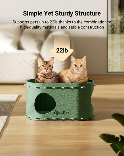 DownyPaws Cat House for Indoor Cats, Cat Bed Cave for Multiple & Large Cats Up to 22 Lbs, Scratch
