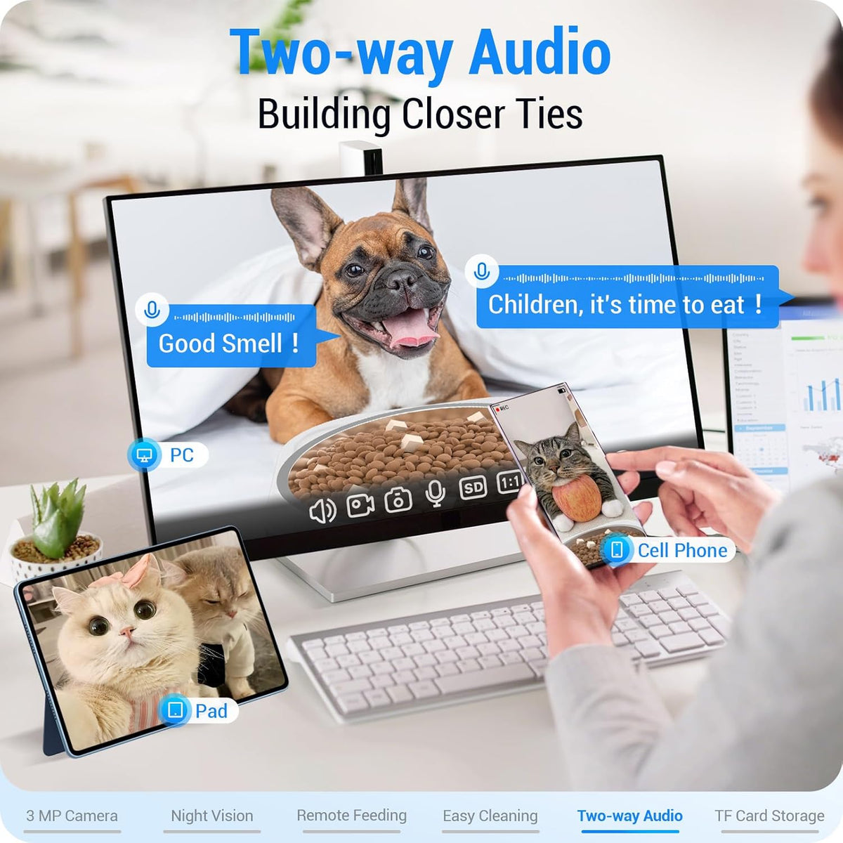 Automatic Cat Feeder with 2K Camera: 5G WiFi Automatic Dog Feeder with Night Vision,Cat Food
