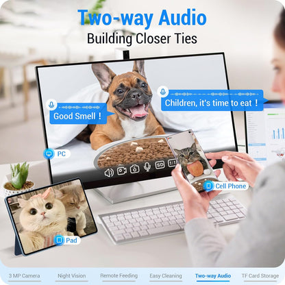 Automatic Cat Feeder with 2K Camera: 5G WiFi Automatic Dog Feeder with Night Vision,Cat Food