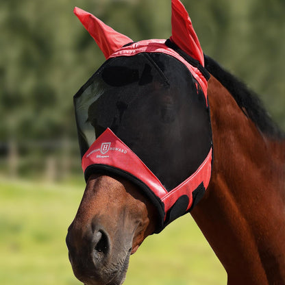 Harrison Howard Pro Luminous Horse Half Face Fly Mask Large Eye Space with Ears UV Protection for