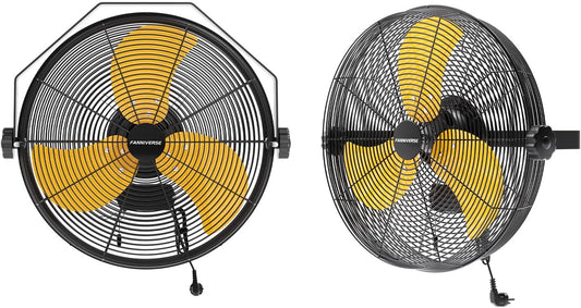2PCS 18 Inch Wall Fan Pro Series - 4900 CFM 3 Speed High Velocity Industrial Wall Mount Fans for