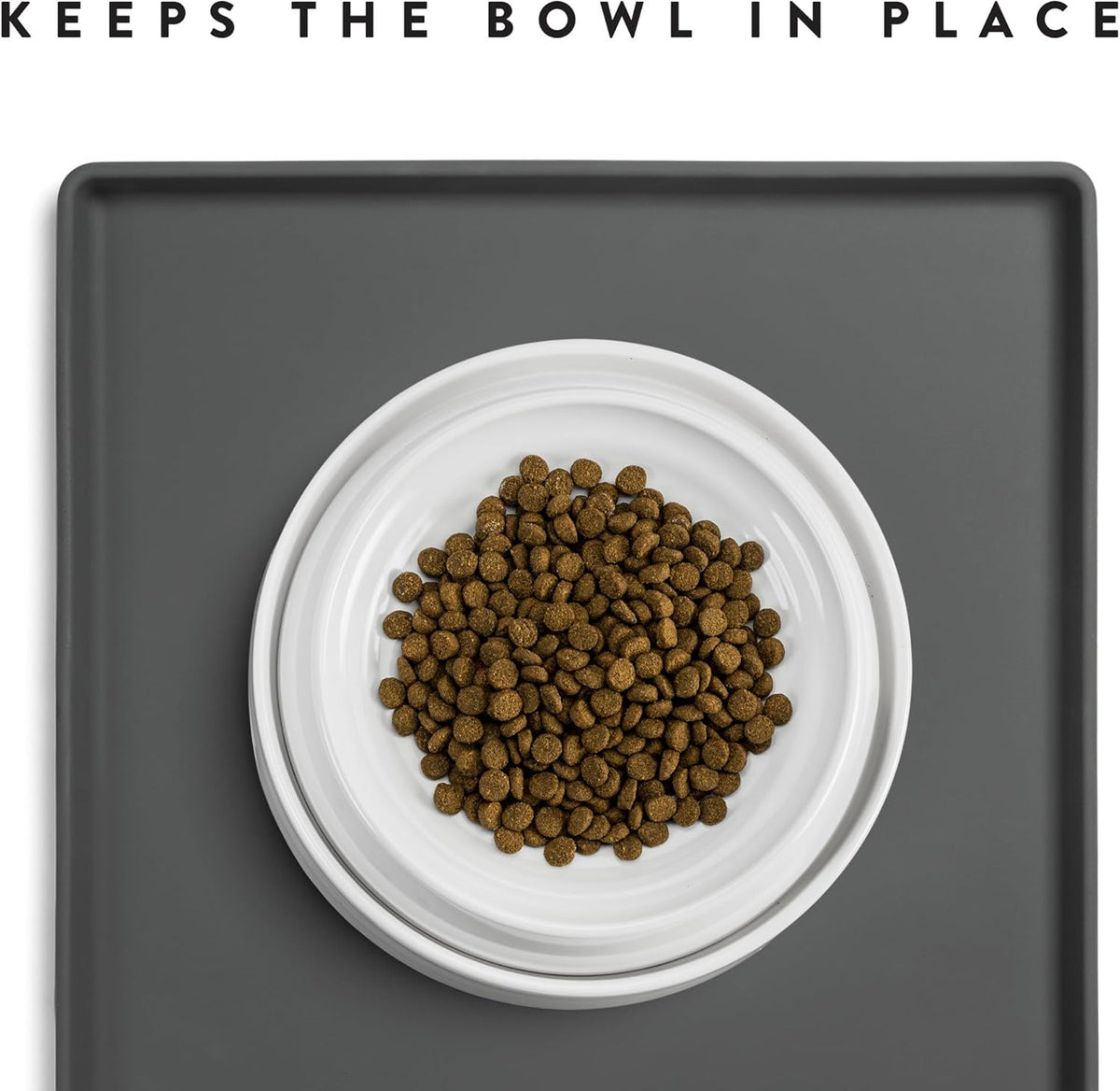 CatGuru Cat Food Mat, Small & Large Feeding Mats, 100% Waterproof Silicone Pet Placemat, Non-Slip
