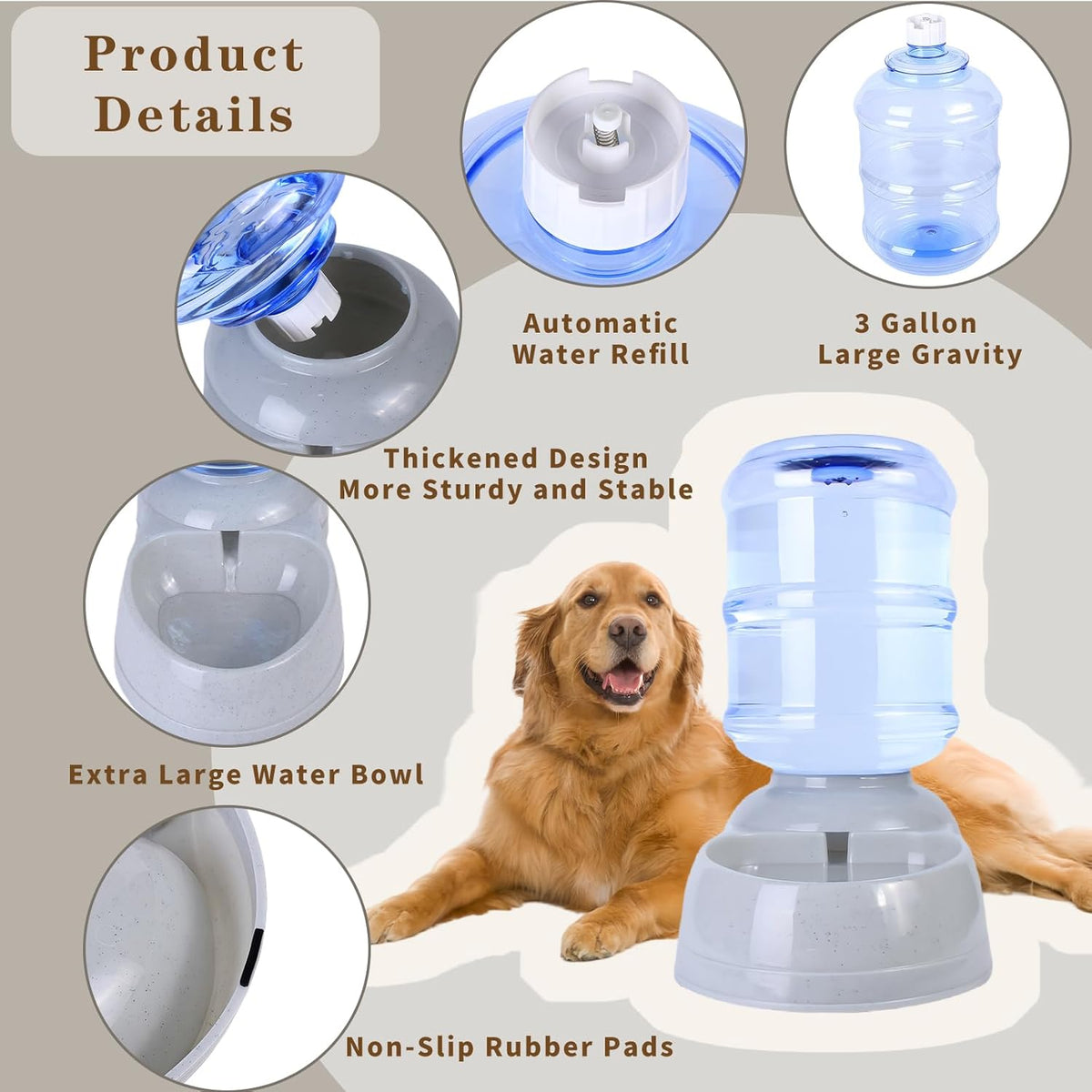 Large Dog Water Bowl Dispenser,3 Gallon/11L Gravity Automatic Pet Water Dispenser,Gravity Water