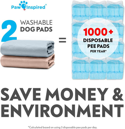 Paw Inspired Round Washable Pee Pads for Dogs (2 Pack), Reusable Puppy Pads, Waterproof Whelping