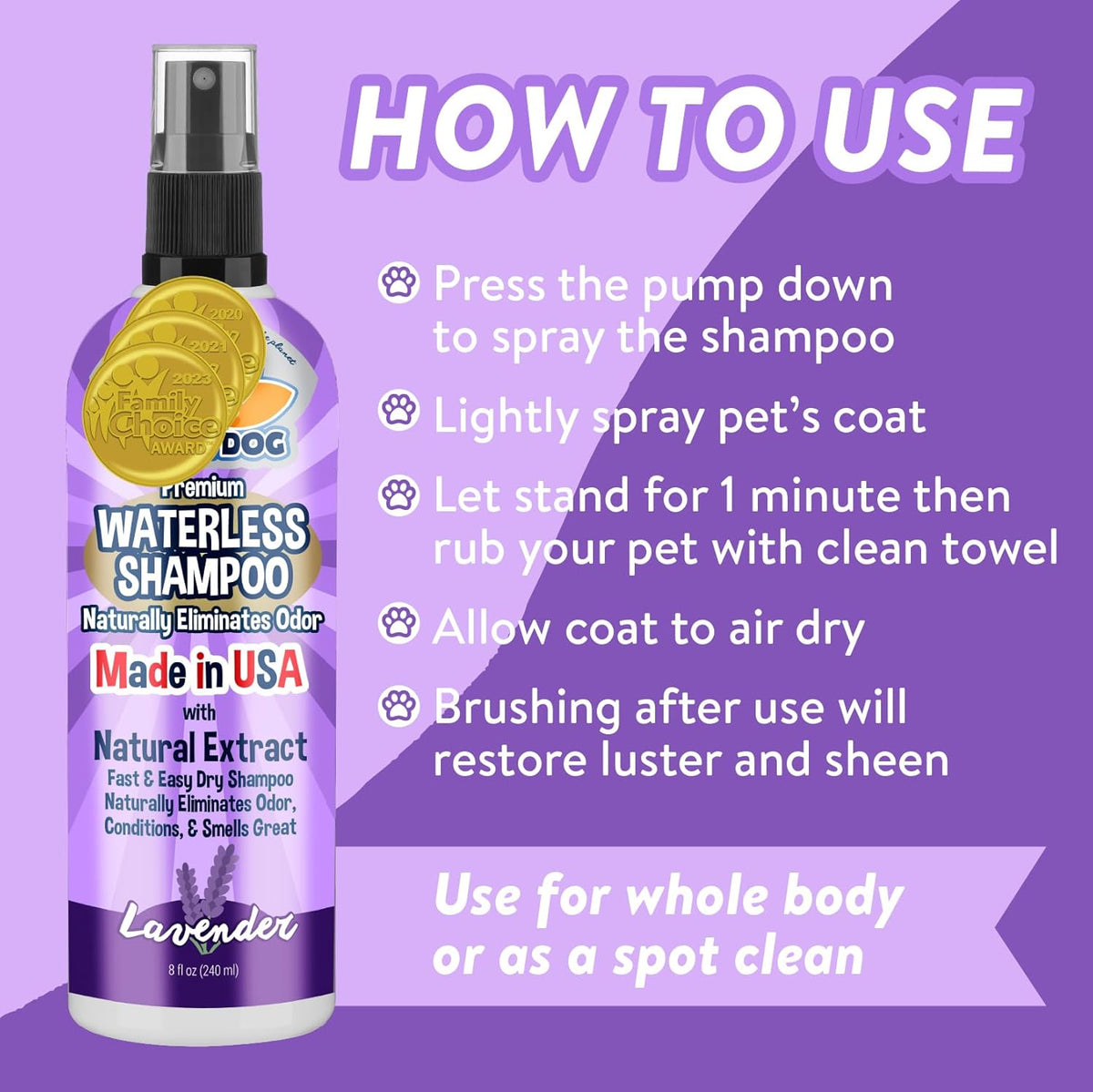 Bodhi Dog Waterless Shampoo - Natural Dry Shampoo for Dogs & Cats - Neutralizes Pet Odor - No Rinse