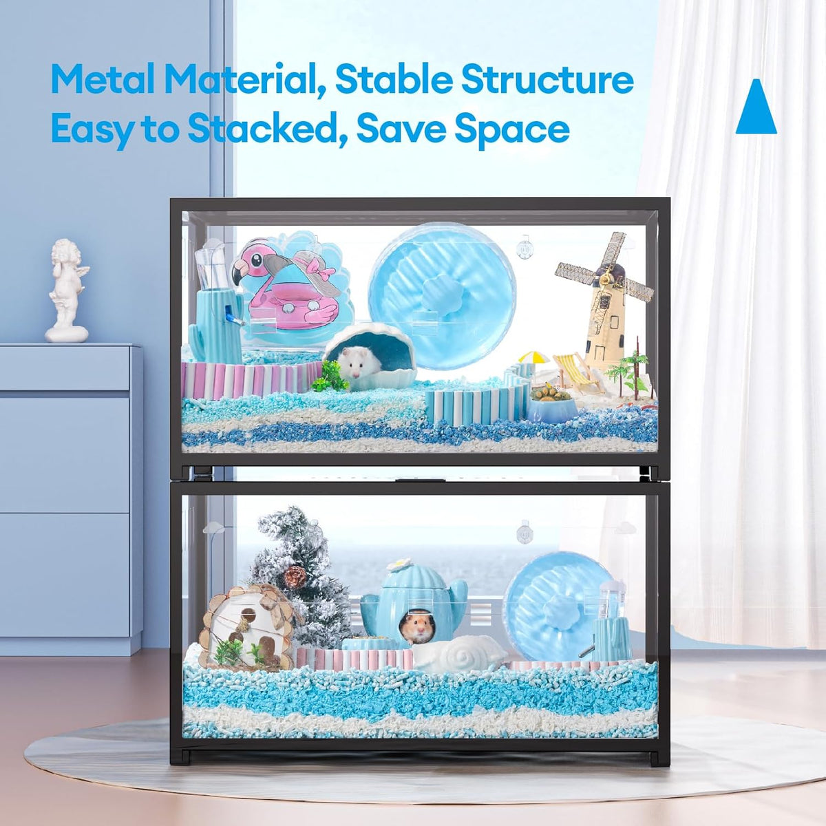 BUCATSTATE Hamster Cage Metal 2.0 - Small Animal Habitats Large Stackable with Top Access Easy