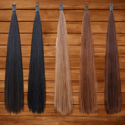 Horse Tail Extensions with Braided Horsehair Loop, Blunt Cut Bottom, 34-36 inches Long and 1 lb