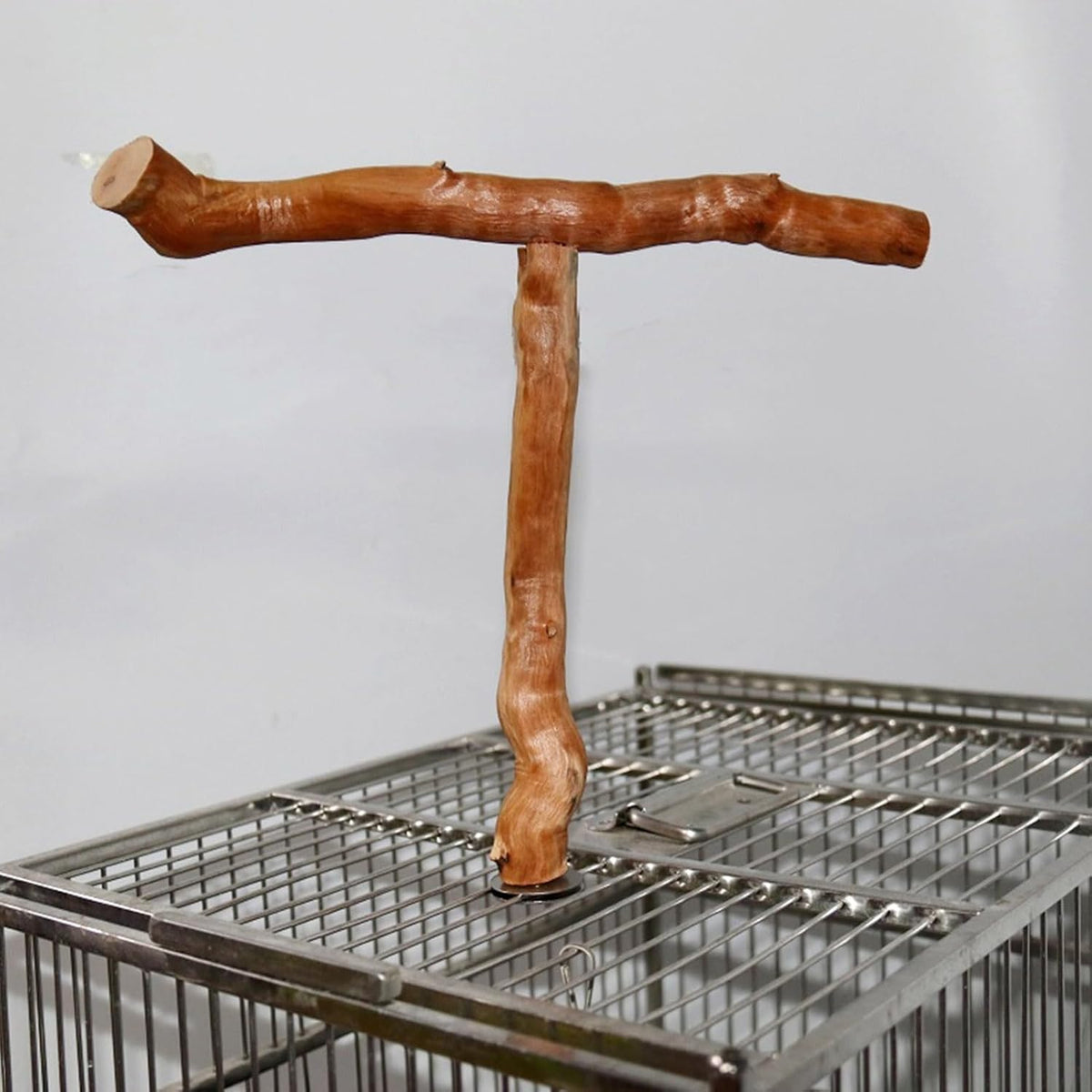 Wood Bird Perch, T Shaped Birdcage Stand Wooden Parrot Perch Stand Perch for Bird Cage Grinding