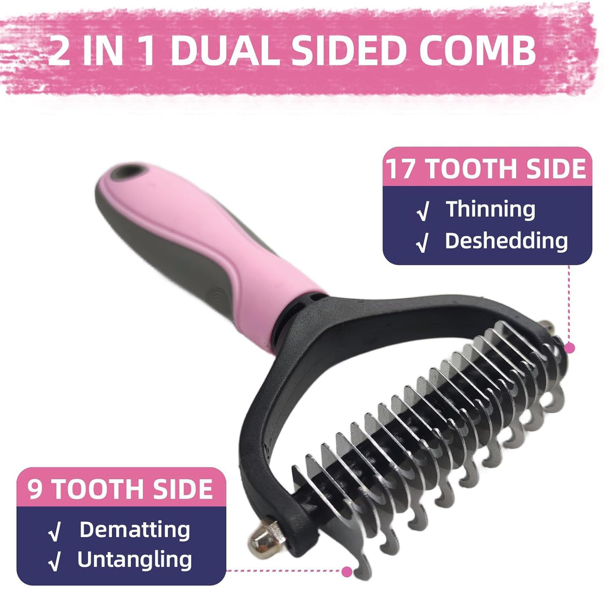Dog Brush for Shedding,9 PCS in One Pet Slicker Hair Brush Kit with Pet Nail Clipper and File - Dog