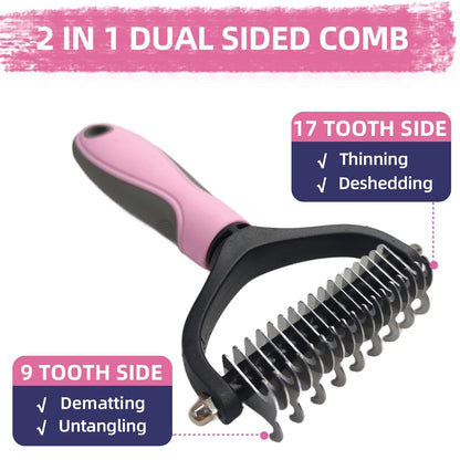 Dog Brush for Shedding,9 PCS in One Pet Slicker Hair Brush Kit with Pet Nail Clipper and File - Dog