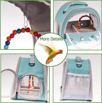 Portable Parrot Travel Cage Carrier with Small Swing Toy&Cage Colorful Toys Set Small Bird Parakeet