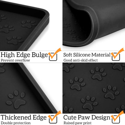Ptlom Pet Placemat for Dog and Cat, Mat for Prevent Food and Water Overflow, Suitable for Small