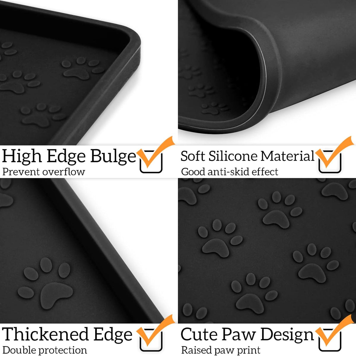 Ptlom Silicone Pet Placemat for Dog and Cat, Waterproof Anti-Slip Pet Feeding Bowl Mats for Food
