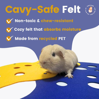 Guinea Pig Tunnel Foldable Fleece Hideout Tube with Cheese-Hole Design Soft Cozy Hideaway for