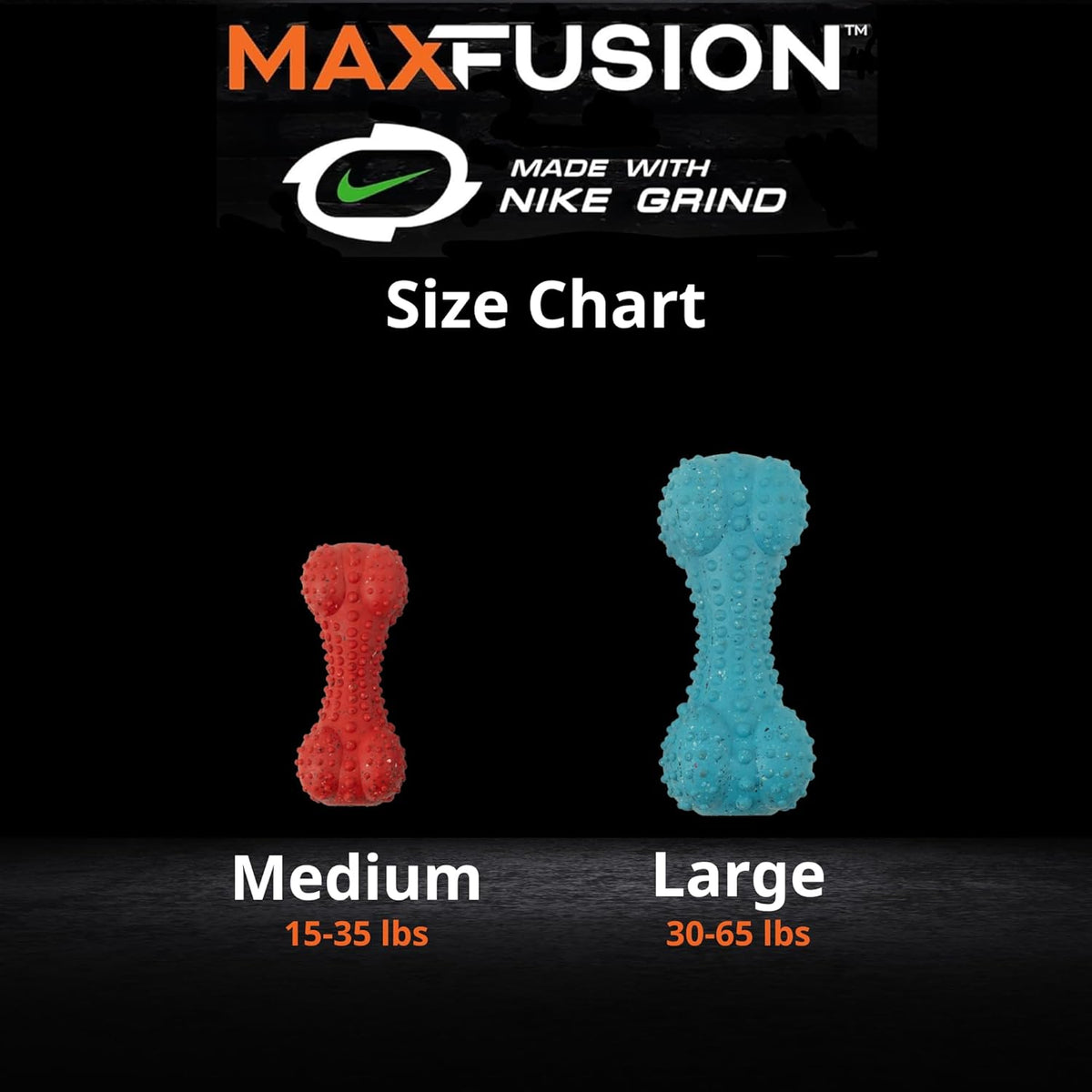 Max Fusion Made with Nike Grind, Arlee Rubber Bone Dog Toy, Dog Toys for All Dogs, Blue Durable &