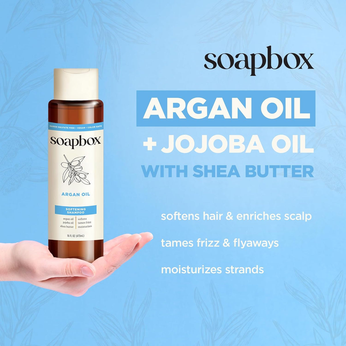 Soapbox Argan Shampoo & Conditioner Set, Volumizing, Vegan, Color Safe, Harsh Sulfate & Silicone