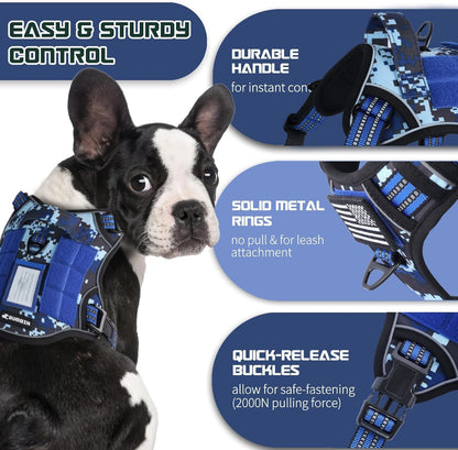 BUMBIN Tactical Dog Harness for Small Dogs No Pull, Famous TIK Tok No Pull Puppy Harness, Fit Smart
