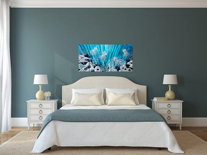 SYGALLERIER Jelly Fish Large Metal Wall Art Hand Grind Aluminum Artwork 3D Undersea World Coastal