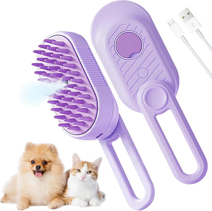Cat Steam Brush for Shedding, 2025 New 4 in 1 Rechargeable Steam Pet Brushes for Cats & Dogs