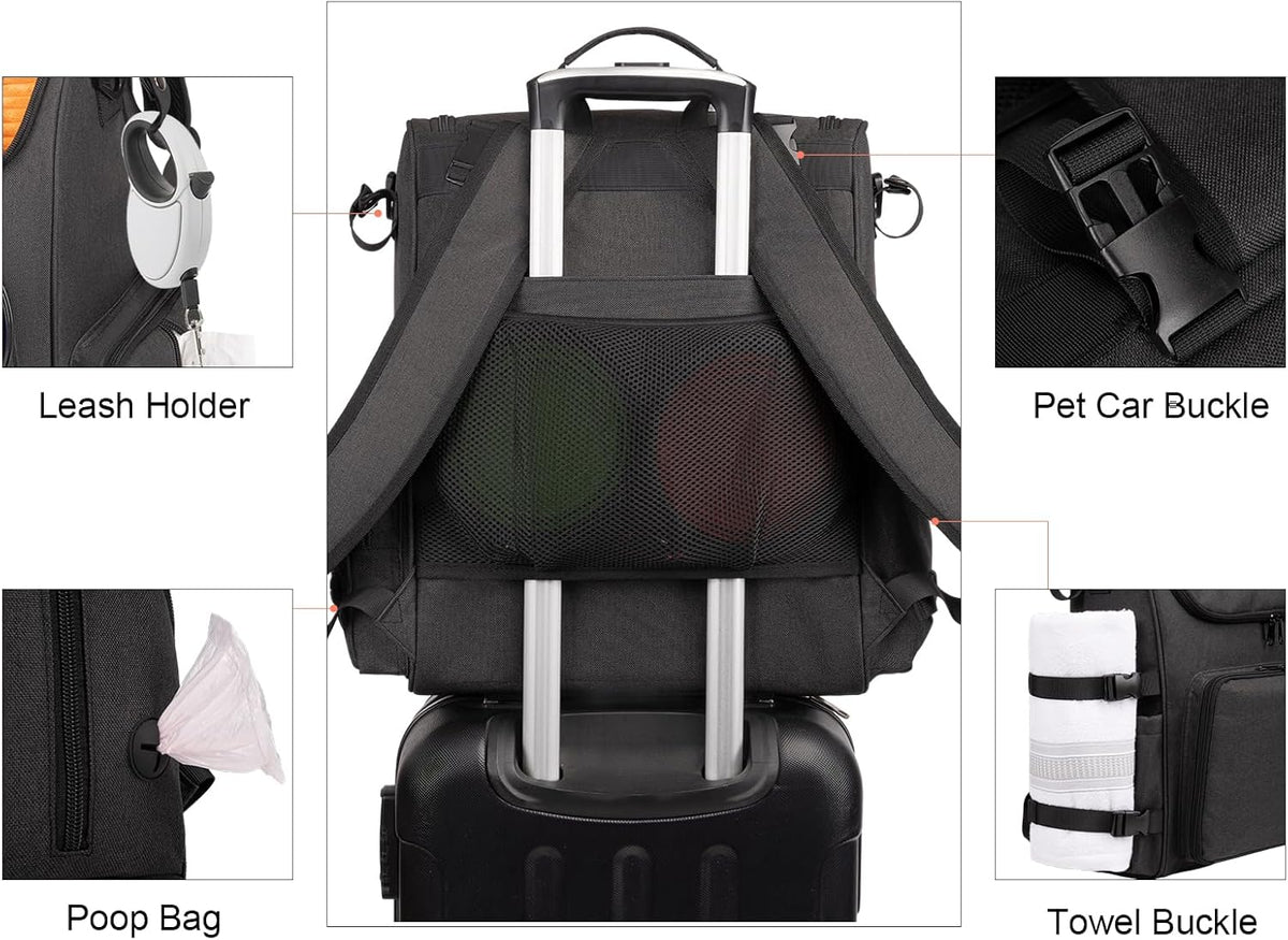 Modoker Dog Travel Bag Backpack, Airline Approved Pet Accessories Organizer for Dog and Cat with