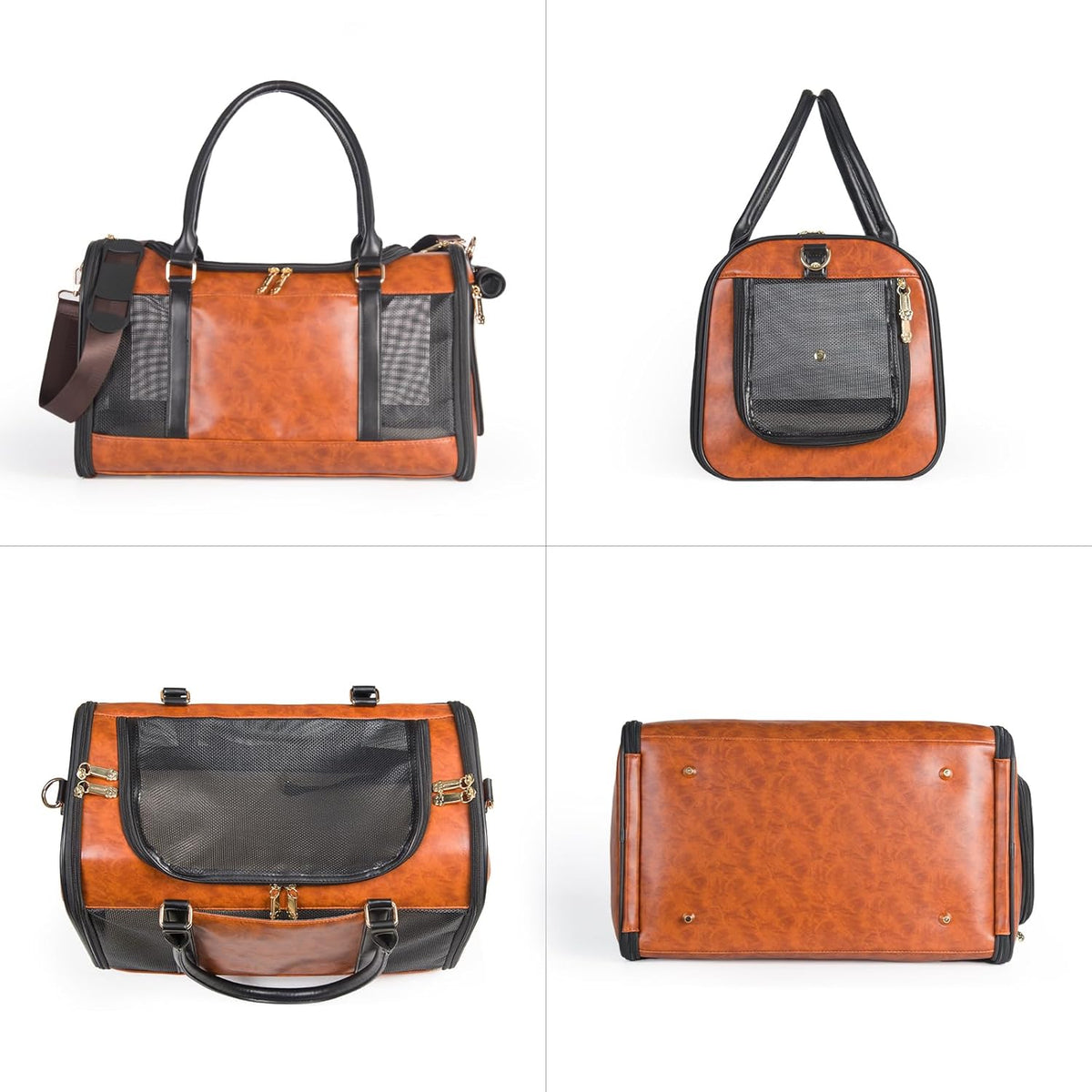 Dog Soft-Sided Carriers Pet Carrier for Small Dogs Cats, Fashion PU Leather Small Dog Carrier Pet