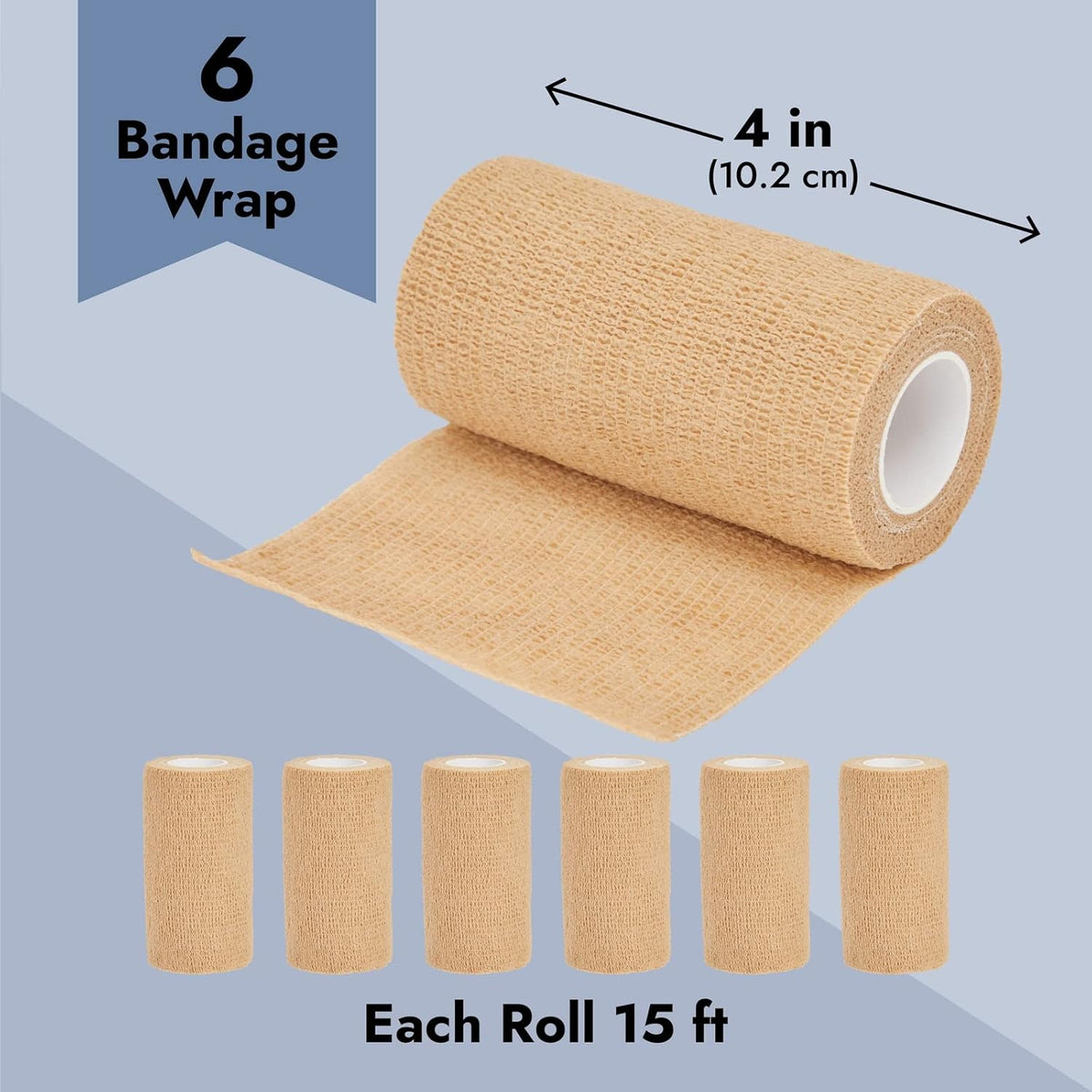 Juvale Elastic Bandage Wrap Self-Adherent Cohesive Tape 6 Rolls - Elastic Cohesive Tape with
