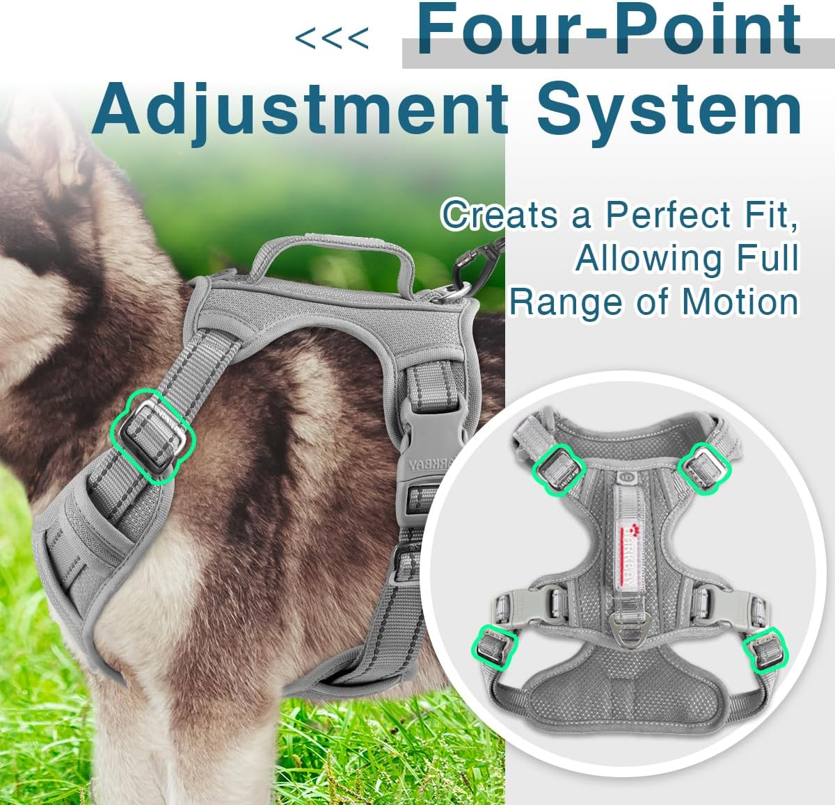 BARKBAY Dog Harness No Pull with ID Tag Pocket - Heavy Duty, Reflective, Easy Control for Large