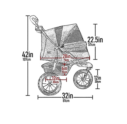 Pet Gear No-Zip Jogger Pet Stroller for Cats/Dogs, Zipperless Entry, Airless Tires, Easy One-Hand